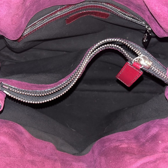 VALENTINO GARAVANI Maroon Patant Leather Hobo Shoulder Tote Bag NEW - Picture 7 of 11